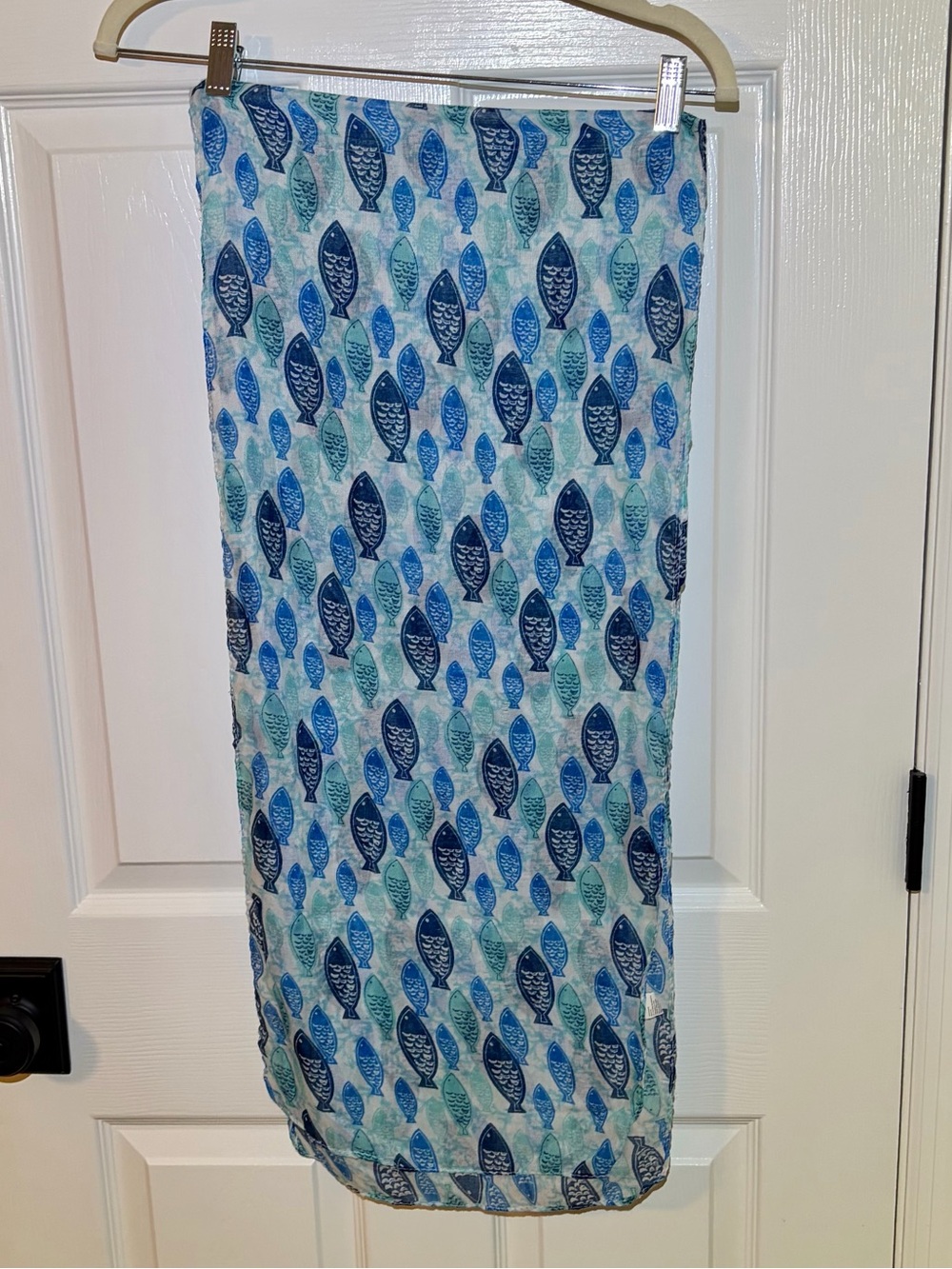 13” X 64” Light Blue Tropical Fish Lightweight Breezy Scarf